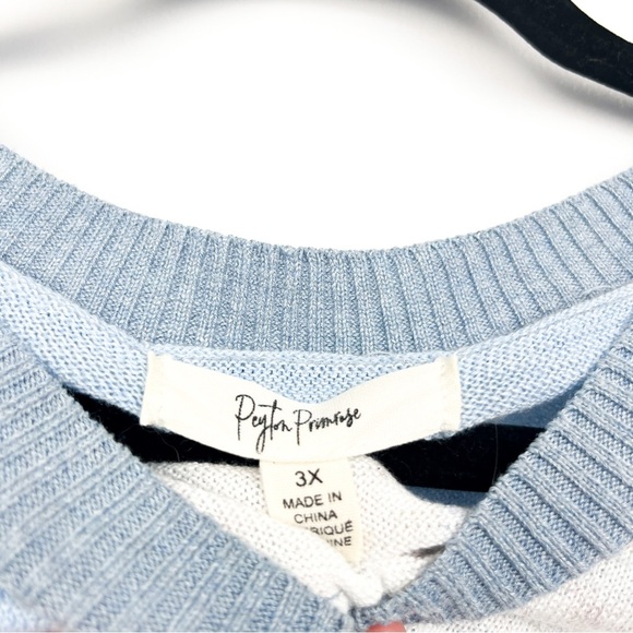 Peyton Primrose Long Sleeve Blue Grey & White Sweater with Star Pattern - Picture 2 of 11